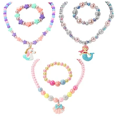 Imagen de Pinkgarden Juego Joyas para Niñas, Collar y Pulsera 3 Juegos, Regalo Vestir Niñas