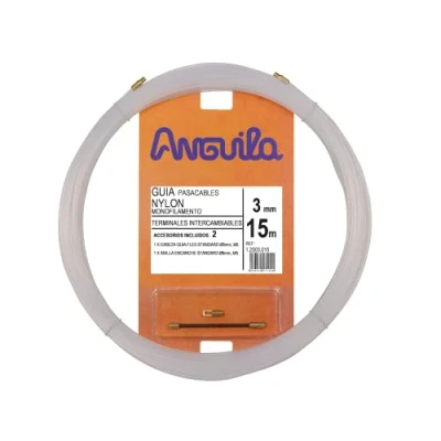 Imagen de Anguila Guía Pasacables Terminales Intercambiables Monofilamento Nylon Color Blanco Diámetro 3mm 15 metros