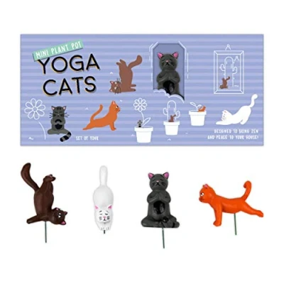 Imagen de Gift Republic Mini Maceta para Gatos de Yoga, Multicolor, 1 Unidad
