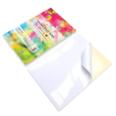 Imagen de 10 hojas de calidad A4 blanco brillante autoadhesivo etiqueta de/parte trasera adhesiva impresión hoja papel