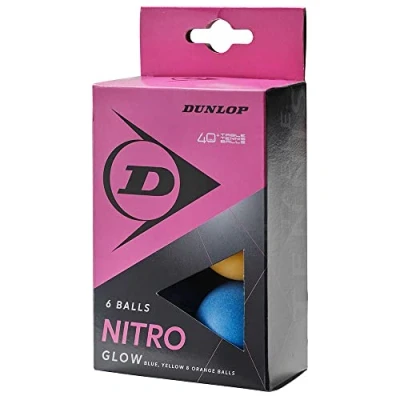 Imagen de Dunlop Nitro Glow 6 Pelotas de Tenis Mesa, Multicolor