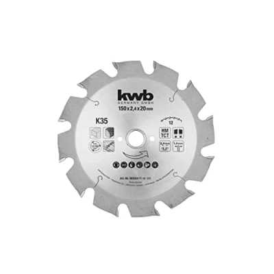 Imagen de kwb Hoja de sierra circular 150 x 20 mm, fabricada en Alemania, corte muy rápido, adecuada para maderas construcción, placas yeso y madera