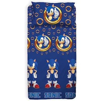 Imagen de hermet Sonic Juego de sábanas para Cama Individual una Plaza, sábana encimera, Bajera con Esquinas, Funda Almohada, 100% algodón, Producto Oficial
