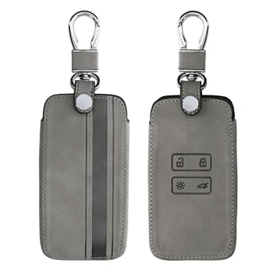 Imagen de kwmobile Funda Compatible con Renault Llave de Coche Smart Key 4 Botones (Solo Keyless Go) Case Piel Nobuck sintética para Mando Rally Gris