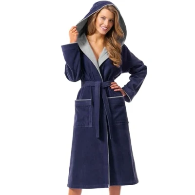 Imagen de Morgenstern Leonie Albornoz para mujer de 100 % algodón con capucha rizo terciopelo y certificado Oeko Tex, azul, L
