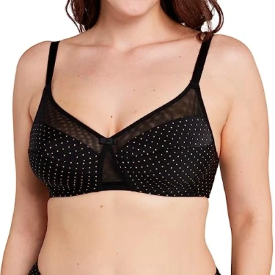 Imagen de Sans Complexe Complice Full Coverage Bra, Imprime Pois Noir &amp; Ocre, 95E Women&#039;s