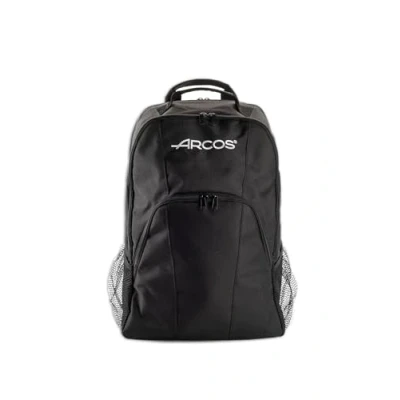 Imagen de Arcos Mochila para 9 Cuchillos de Cocina en Poliéster y PVC. Bolsa Portacuchillos Profesional Almacenar Transportar Utensilios Cocina. 330 x 480 185 Mm. Color Negro