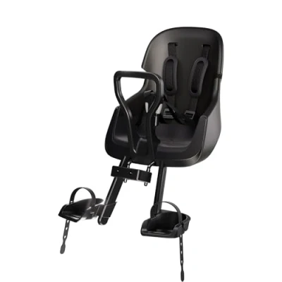 Imagen de BOBIKE 8010700001 Silla Portabebé Bicicleta Delantera Evolve Mini con Seguridad Doble, Diseño Envolvente y Montaje en Tubo de Dirección, Negro Urbano