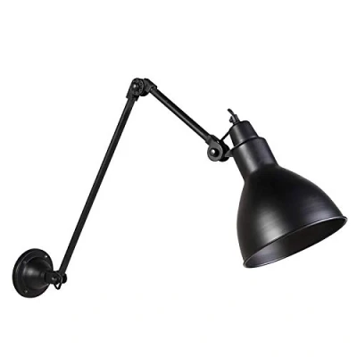 Imagen de QAZQA Aplique industrial negro ajustable WYE Acero Alargada Adecuado para LED Max. 1 x 40 Watt