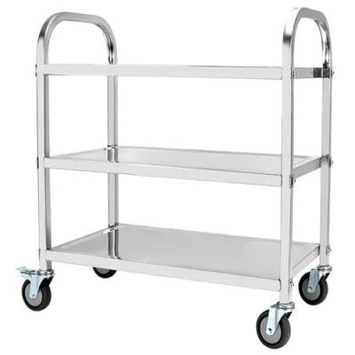 Imagen de QWORK® Carro de Cocina 3 Niveles 95 x 50 cm Acero Inoxidable 201 Ruedas silenciosas con Frenos