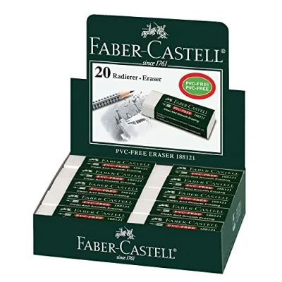 Imagen de Faber Castell 188121 Caja con 20 gomas de borrar 7081 N, para eliminar trazos grafito y color