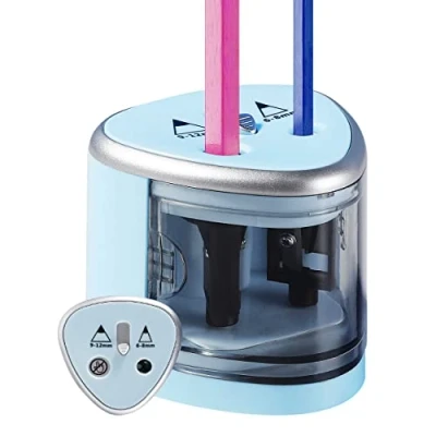 Imagen de sacapuntas eléctrico con pilas, automático para el escritorio de los niños, lápices colores, ARPDJK