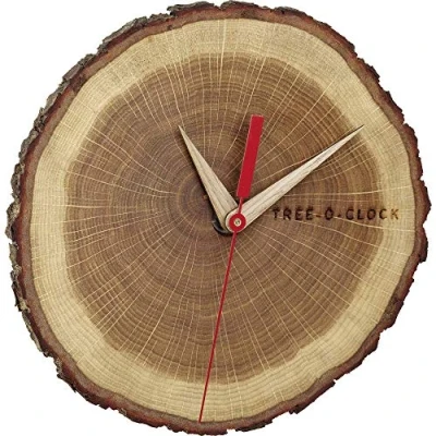 Imagen de TFA Dostmann Tree O Clock 60.3046.08 Reloj de Pared Madera Roble, Hecho a Mano en la UE, Acabado Aceite, Color marrón, 180 x 40 172 mm