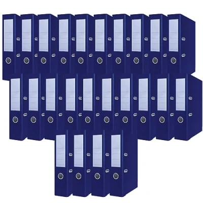 Imagen de OFFICER PRODUCTS 24 carpetas A4/75 mm/azul oscuro papel cartón/plástico PP ranuras carpeta metal protección cantos