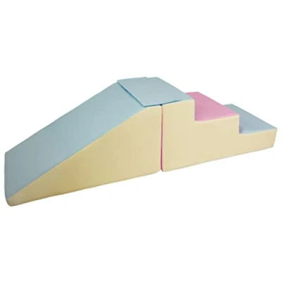 Imagen de Velinda Conjunto tobogán+escaleras Bloques para Jugar niños jardín de Infancia (Color: Rosa, Azul, Amarillo (Pastel))