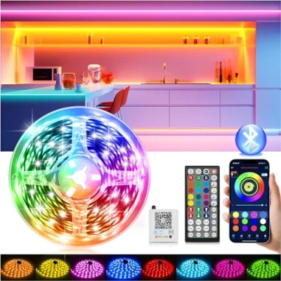 Imagen de Luces Led Habitación, Tira 15 Metros, Tiras RGB Control de Remoto y App 16 Milliones Colores Strip lights, Sincronización Musical Bluetooth, Para Fiesta Hogar TV Bar