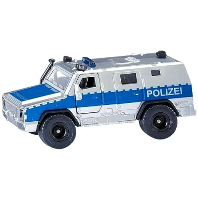 Imagen de siku 2304, Rheinmetall MAN Survivor R, Coche patrulla de la policía, 1:50, Metal/plástico, Plata/azul, Apertura puertas