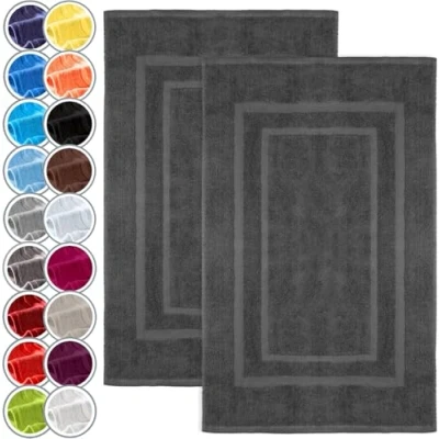 Imagen de NatureMark Alfombrillas de baño en Paquete 2 Unidades, 100% algodón, 50 x 80 cm, Ducha Doble, Color: Gris Antracita