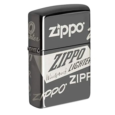 Imagen de Zippo Logo Design Black Ice Mechero para tormentas, Recargable, en Caja de Regalo (49051)