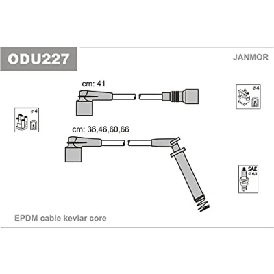 Imagen de JANMOR ODU227 Juego de Cables Encendido OPEL: Corsa B Hatchback, Astra F CC, A VAUXHALL: Mk1