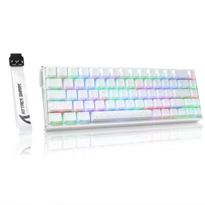 Imagen de ATTACK SHARK X68MAX HE Teclado Gaming de Aluminio con Cable y Gatillo Rápido,Interruptores Magnéticos, Precisión RT 0,005mm,Accionamiento Ajustable,8000Hz,Latencia 0.08ms,RGB (Contornos Blancos)