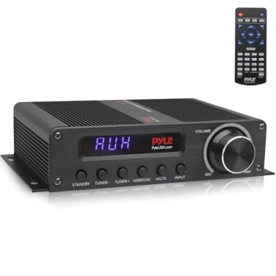 Imagen de Pyle amplificador de sonido, Para el hogar, 100W, Bluetooth, Inalambrico, Receptor estereo potencia cine en casa 5.1 canales, sonido envolvente con HDMI, AUX, FM, Entrada altavoz subwoofer