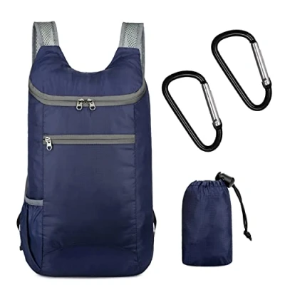 Imagen de 1 Pezzo Zaino Pieghevole Ultra Leggero Impermeabile, Borsa Da Viaggio con 2 Pezzi Moschettone, Escursionismo Campeggio Arrampicata su Roccia Sport Acquatici Uomo Donna
