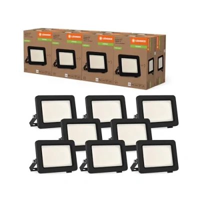 Imagen de LEDVANCE Proyector LED con clase de eficiencia energética A, carcasa aluminio negro, 5 W, 870 lm, para aplicaciones en exteriores, diseño compacto, peso ligero, fácil instalación, paquete 8