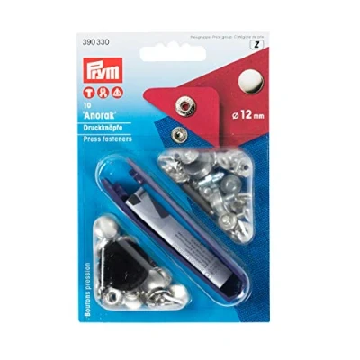 Imagen de Prym Press Fasteners, Silver, 12 mm Anorak Non Sew (Pack of 10)