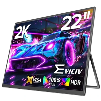 Imagen de EVICIV Monitor Portátil 22 Pulgadas 2K, Pantalla Móvil IPS 2560 * 1440 Mini HDMI USB C para PC Laptop Smartphone Xbo Switch, Segundo Compatible con VESA