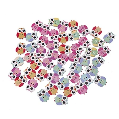 Imagen de 50/100 botones de madera animales mixtos, 2 agujeros, costura, manualidades, álbumes recortes, pantalones vaqueros