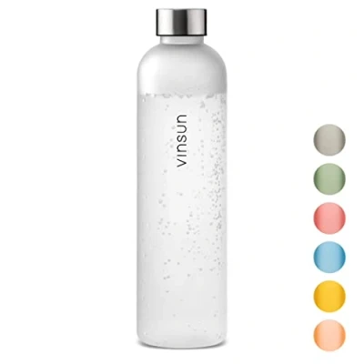 Imagen de VINSUN Botella Agua 1 Litro sin BPA, Tritan, Reutilizable, Antigoteo Cantimplora Deporte para Gimnasio, Colegio, Bicicleta, Oficina, Senderismo