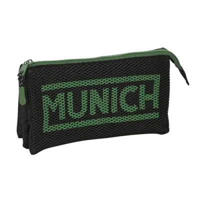 Imagen de Safta Munich Caviar Portatodo Triple, Estuche Infantil, Niño, Ideal para Niños en Edad Escolar, Cómodo y Versátil, Calidad Resistencia, 22x3x12 cm, Color Negro