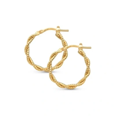 Imagen de Amberta Pendientes Aro Mujer Plata Ley 925 Italianos Aros Retorcido Originales: Chapados Oro 20 mm