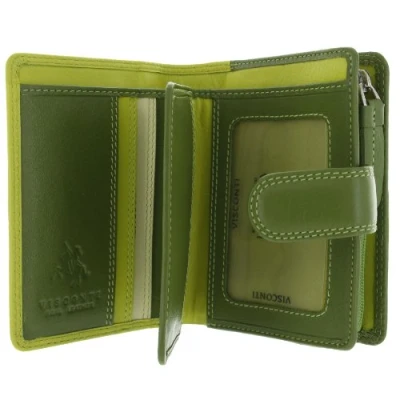 Imagen de VISCONTI Cartera de Piel para Mujer pequeñas 9 Tarjetas Cremallera RB40 en Verde Lima