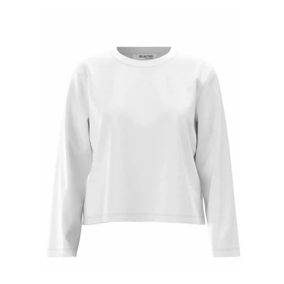 Imagen de SELECTED FEMME Slfessential LS Boxy tee Noos Camiseta de Manga Larga, Blanco Brillante, M para Mujer