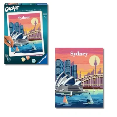 Imagen de Ravensburger CreArt Sìdney, Kit para Pintar por Números, Contiene una Tabla Preimpresa 24x30 cm, Pincel, Colores y Accesorios, Juego Creativo Relajante Adultos 14+ Años