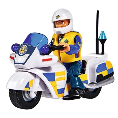 Imagen de Simba 109251092 Motocicleta de policía Sam Bombero, con Figura Malcolm, Accesorios, Temporada 12, a Partir 3 años