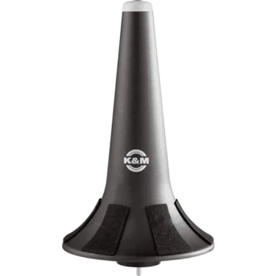 Imagen de K&amp;M 15214 cono de trompeta, plástico negro goma con banda fieltro para montar sobre soporte o cuatro pies