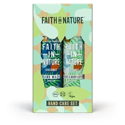 Imagen de Faith In Nature Juego de regalo cuidado manos coco natural, vegano y sin crueldad, SLS ni parabenos, 2 x 400 ml
