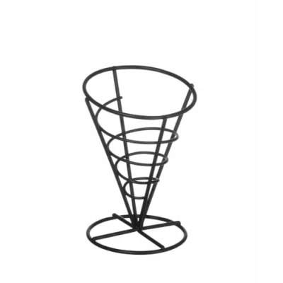 Imagen de HENDI Soporte para conos de patatas fritas y otras frituras, recipiente acero presentar servir no apto el lavavajillas, ø115x(h)172 mm, recubierto en polvo negro mate