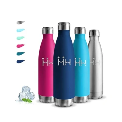 Imagen de Botella Agua Acero Inoxidable, 500ml Termica, sin BPA, Niños, A Prueba de Fugas, Cantimplora Aislamiento al Vacío, para Escuela, Viajar, Oficina