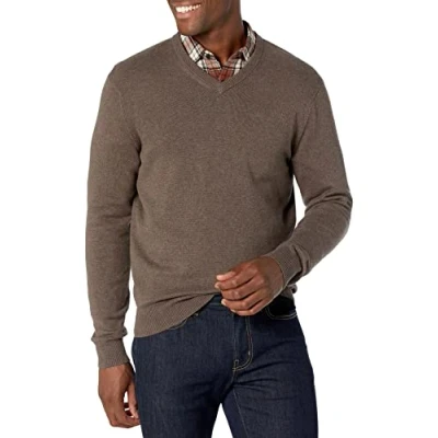 Imagen de Amazon Essentials Jersey de Cuello Pico (Disponible en Tallas Grandes) Hombre, Marrón Mezcla, M