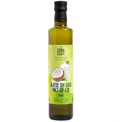 Imagen de Aceite MCT C8 C10 de Coco Organico y Prensado en Frío 500ml. Comestible o Para la Piel Recetas. Virgen Natural Puro. Coconut Oil Organic.