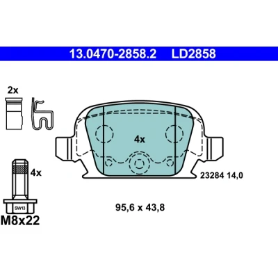 Imagen de ATE Ceramic 13.0470 2858.2 Juego de pastillas freno con avisador acústico desgaste tornillos pinza OPEL: Corsa C Hatchback