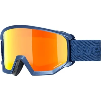 Imagen de uvex athletic CV, gafas de esquí unisex, tintadas para realzar el contraste, campo visual ampliado antivaho, navy matt/orange green, one size