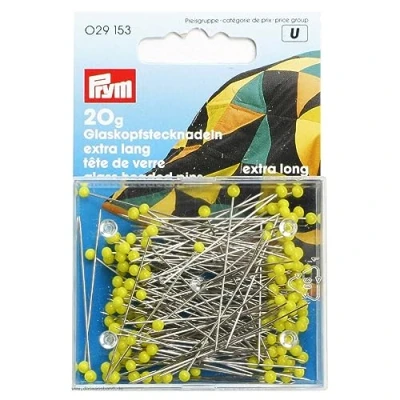 Imagen de Prym Glaskopfstecknadeln 20 g, Stahl, 0,60 x 43 mm, Gelb Agujas con Cabeza De Vidrio, Metal, Amarillo, Tamaño: mm