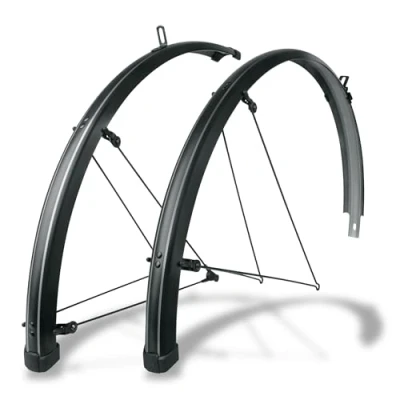 Imagen de SKS GERMANY BLUEMELS Stripes 28″ 45 Set Guardabarros, Guardabarros (aspecto pinstripe, construcción sándwich, robusto y rígido a la flexión, sistema de seguridad ASR, puntales en V para un fácil