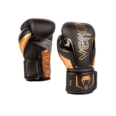 Imagen de Venum Guantes de Boxeo Elite EVO, Negro/Bronce, 8 Oz