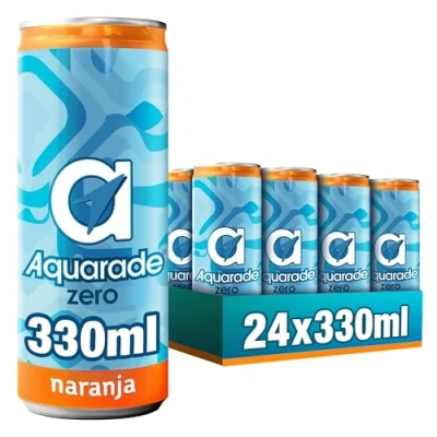 Imagen de Aquarade original sabor naranja, bebida refrescante con sales minerales cero calorías y azúcares, pack de 24 latas 330 ml, 7.92 litros en total
